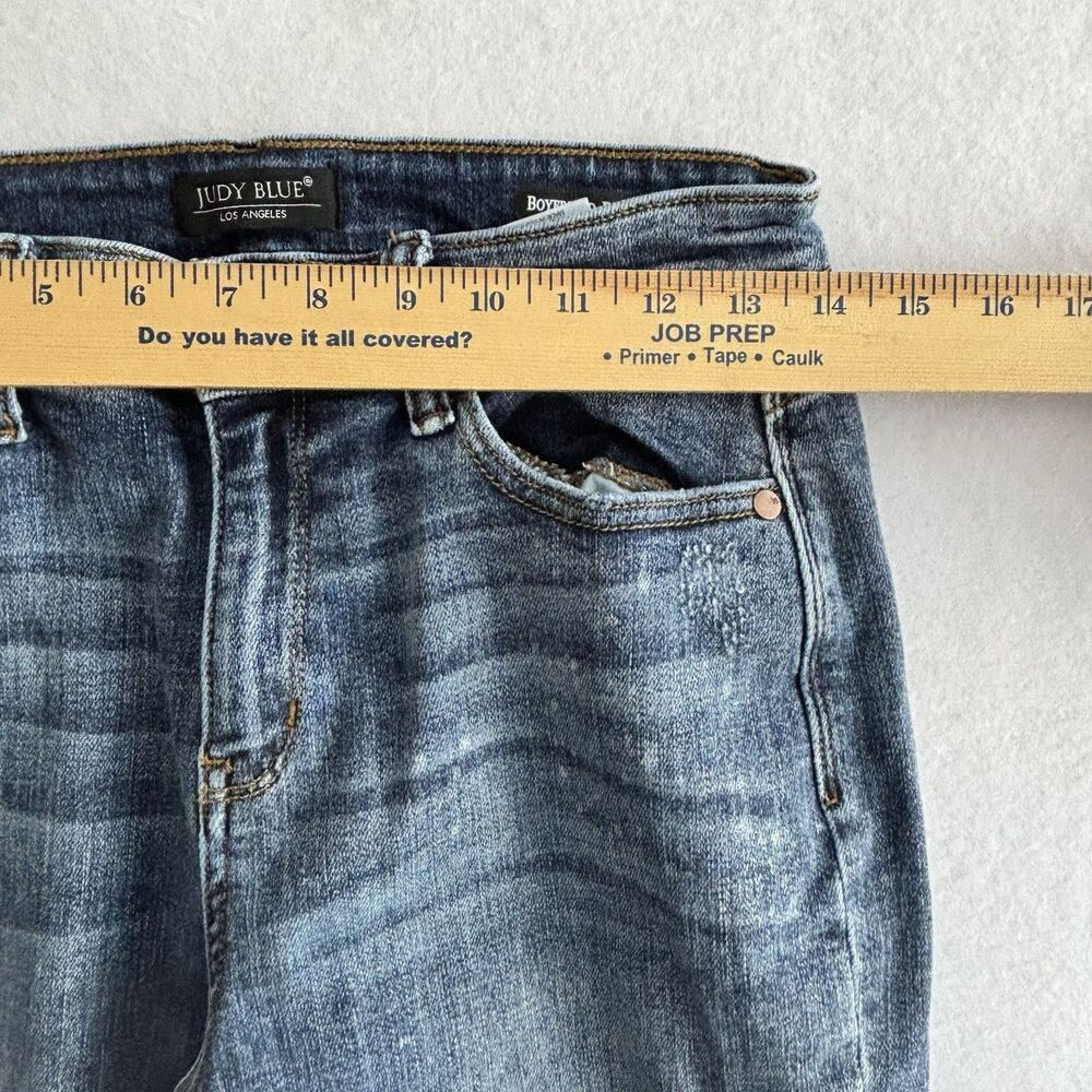 JUDY BLUE Blue Boyfriend Fit Skinny Jeans High Rise Distressed - Picture 6 of 11